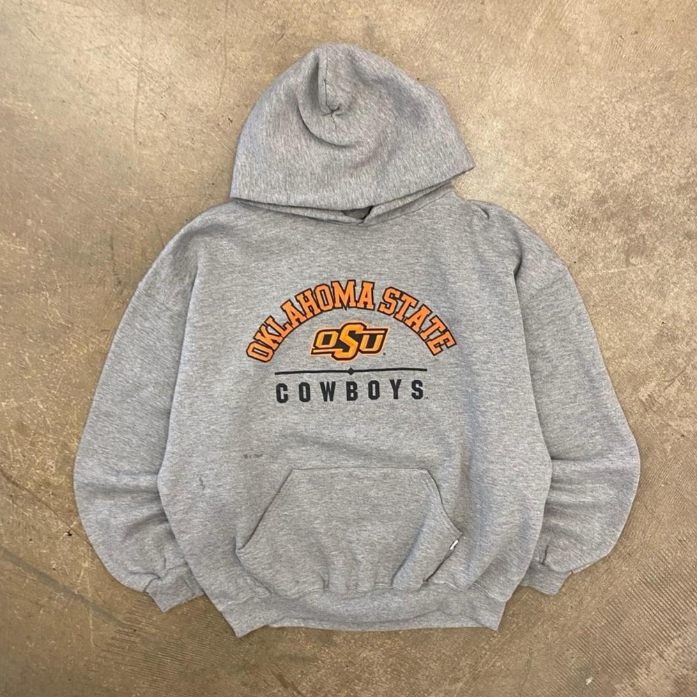 Vintage OSU Oklahoma State University Cowboys Russell Athletic Grey Hoodie XL